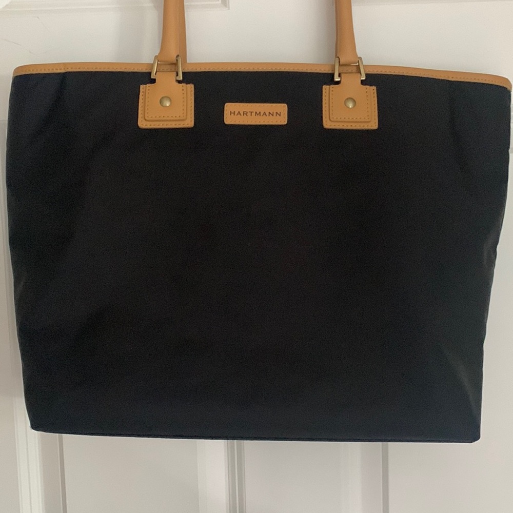 Hartmann black weather resistant tote handbag